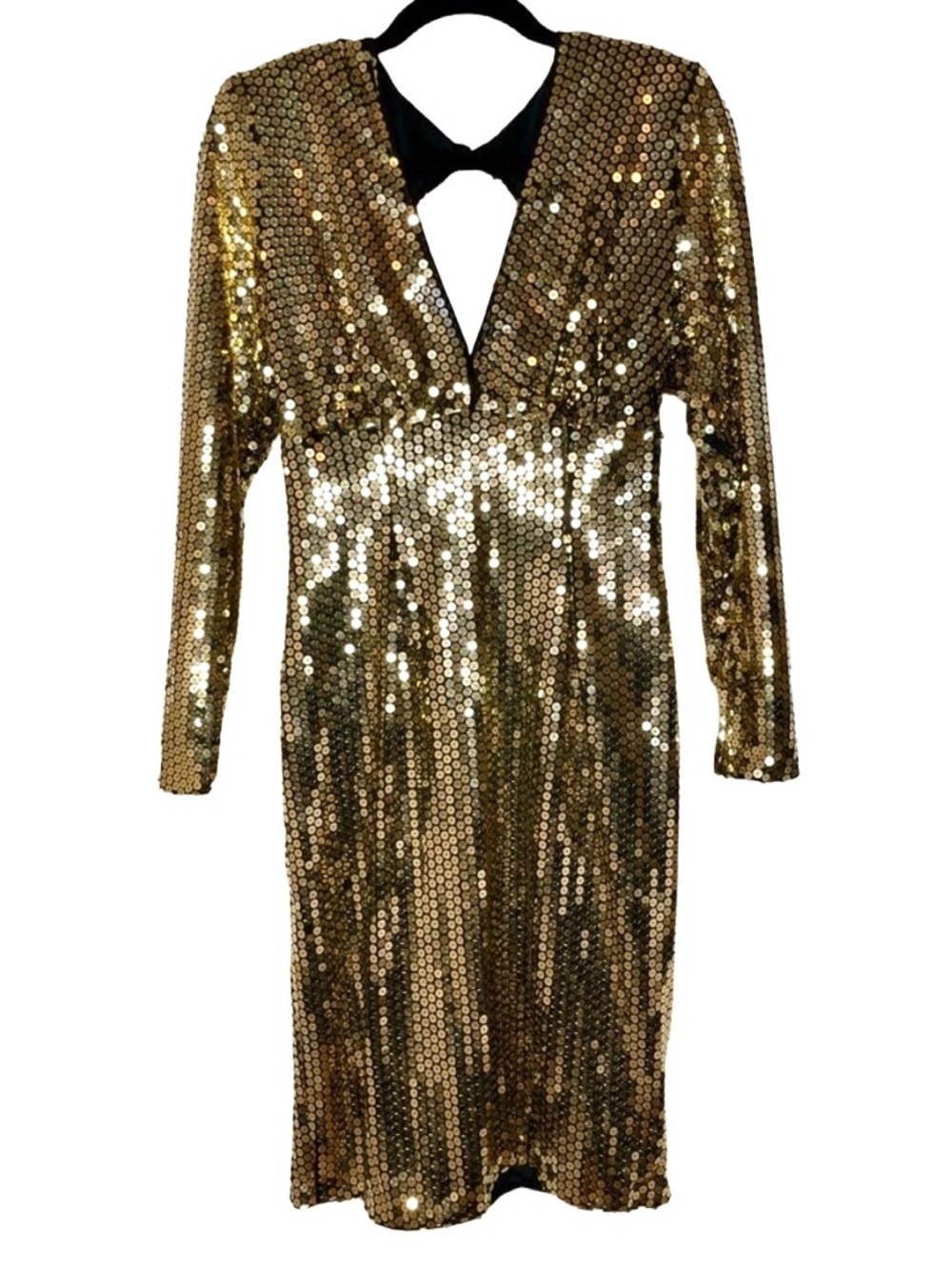 Vintage 1980 Lillie Rubin Gold Sequin Dress 8 Modern 4-6 Glam Cocktail Party